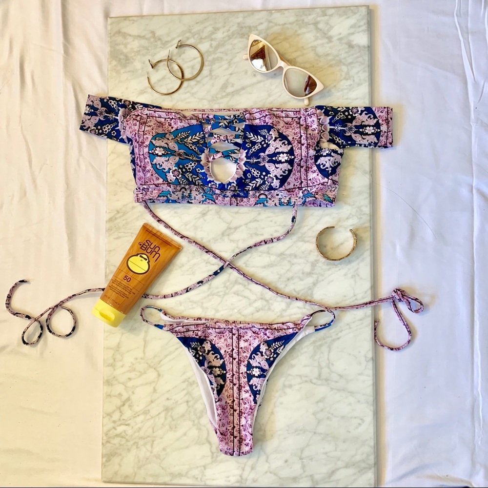 Offshoulder Printed Two Pieces Bikini